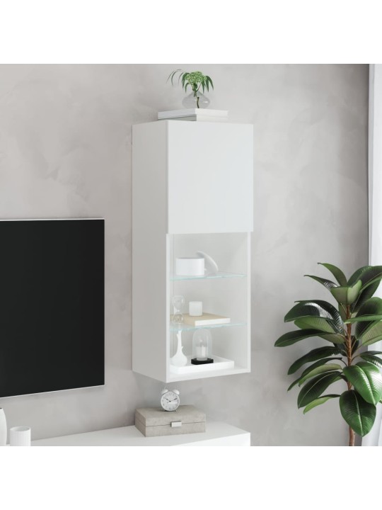 TV-kaappi LED-valoilla valkoinen 40,5x30x102 cm