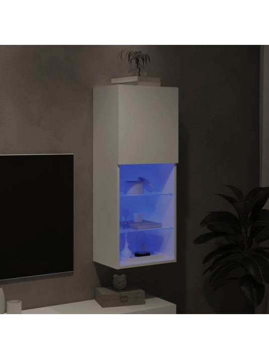 TV-kaappi LED-valoilla valkoinen 40,5x30x102 cm