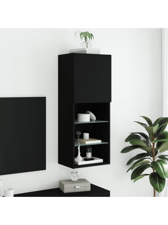 TV-kaappi LED-valoilla musta 40,5x30x102 cm