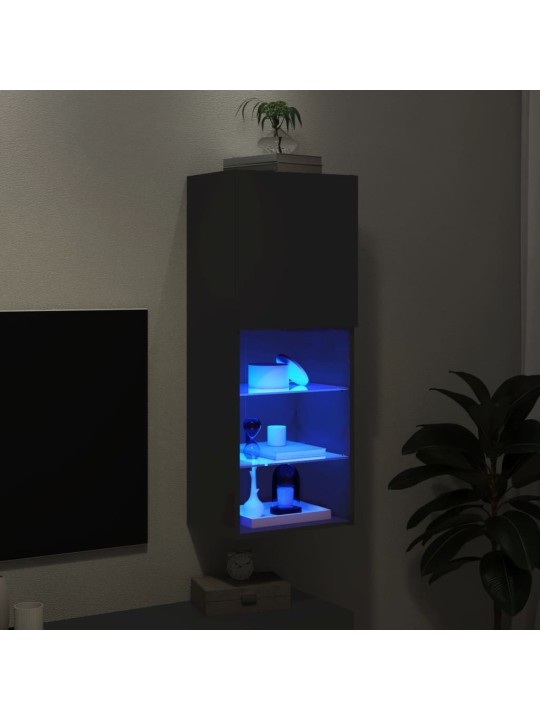 TV-kaappi LED-valoilla musta 40,5x30x102 cm