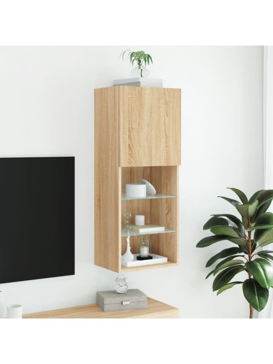 TV-kaappi LED-valoilla Sonoma-tammi 40,5x30x102 cm