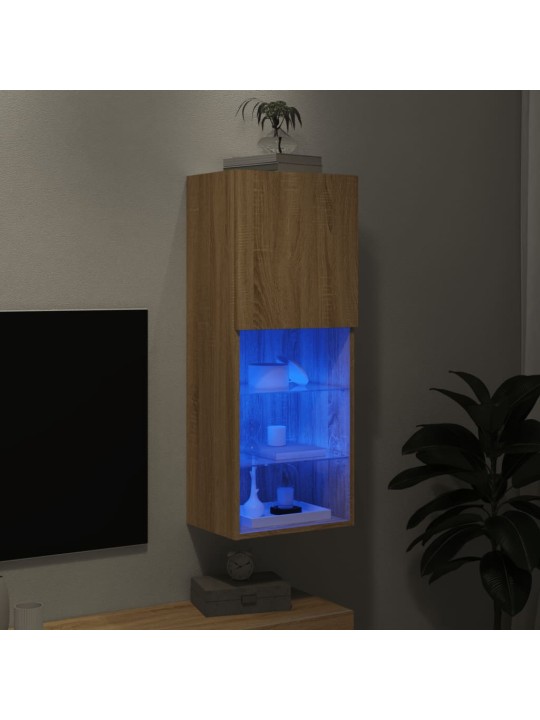 TV-kaappi LED-valoilla Sonoma-tammi 40,5x30x102 cm