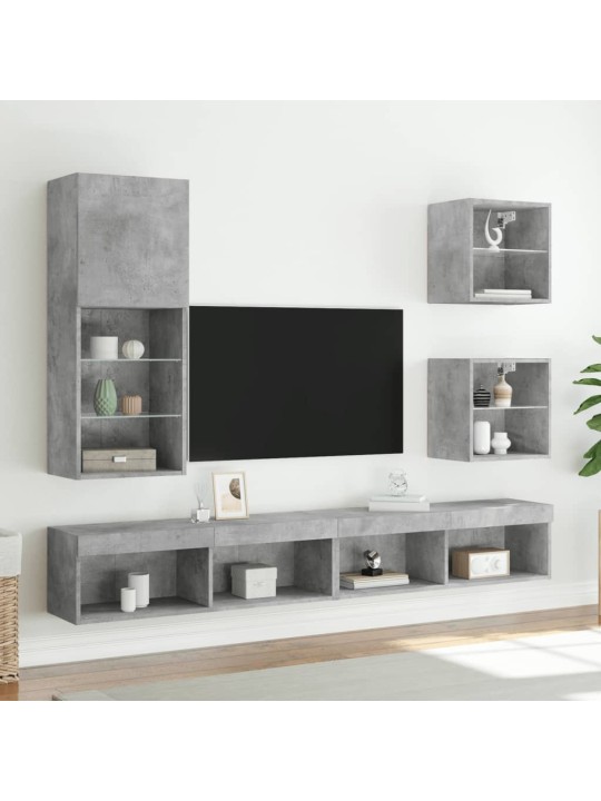 TV-kaappi LED-valoilla betoninharmaa 40,5x30x102 cm