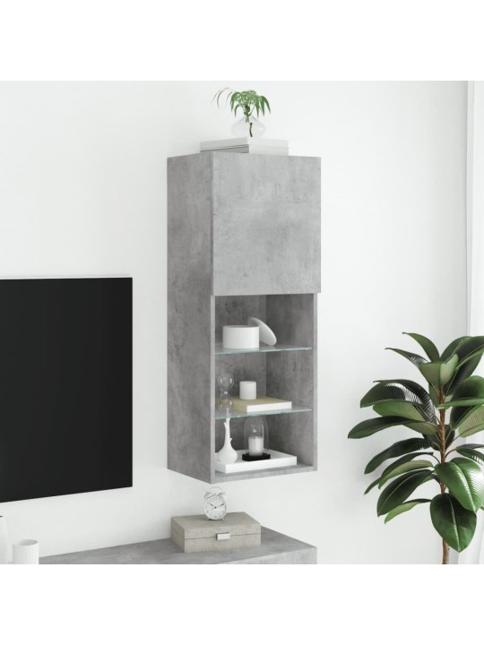 TV-kaappi LED-valoilla betoninharmaa 40,5x30x102 cm