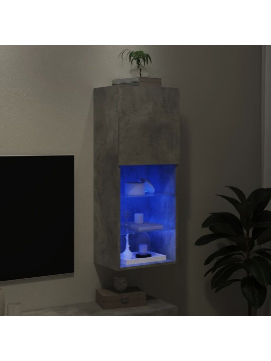 TV-kaappi LED-valoilla betoninharmaa 40,5x30x102 cm