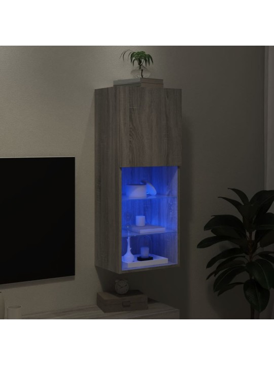 TV-kaappi LED-valoilla harmaa Sonoma 40,5x30x102 cm