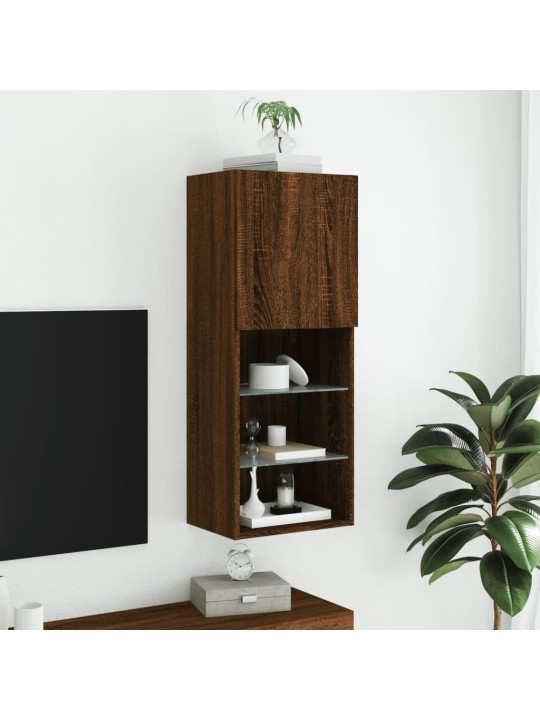 TV-kaappi LED-valoilla ruskea tammi 40,5x30x102 cm