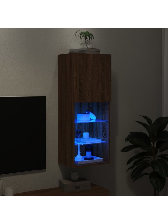 TV-kaappi LED-valoilla ruskea tammi 40,5x30x102 cm