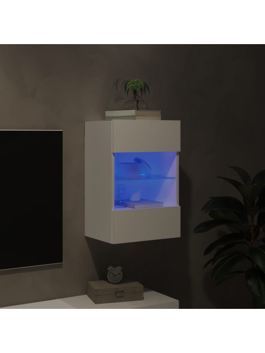 TV-seinäkaappi LED-valoilla valkoinen 40x30x60,5 cm