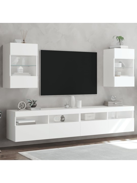 TV-seinäkaapit LED-valoilla 2 kpl valkoinen 40x30x60,5 cm