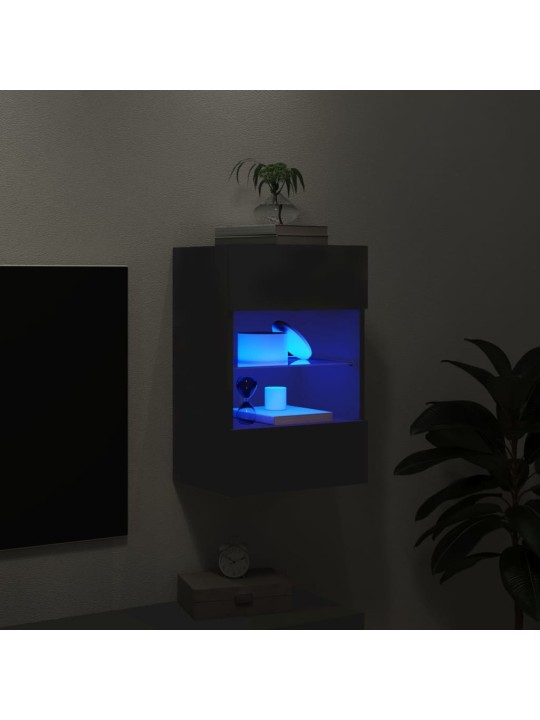 TV-seinäkaappi LED-valoilla musta 40x30x60,5 cm