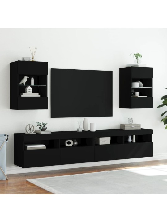 TV-seinäkaappi LED-valoilla musta 40x30x60,5 cm