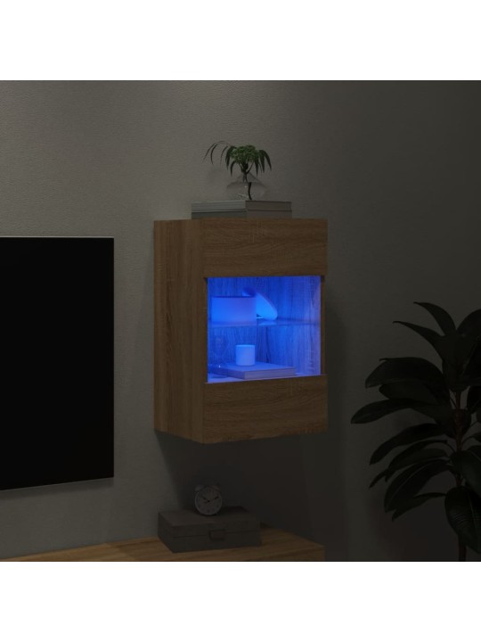 TV-seinäkaappi LED-valoilla Sonoma-tammi 40x30x60,5 cm