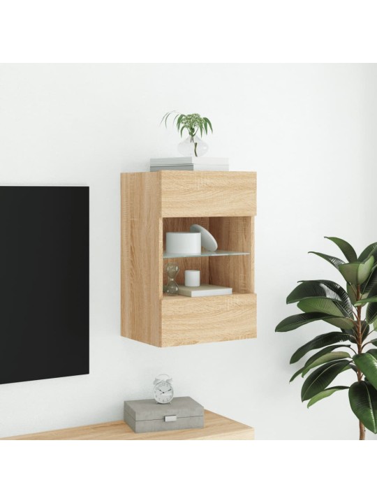 TV-seinäkaappi LED-valoilla Sonoma-tammi 40x30x60,5 cm