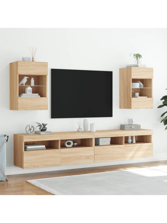 TV-seinäkaappi LED-valoilla Sonoma-tammi 40x30x60,5 cm