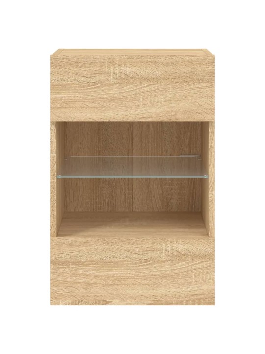 TV-seinäkaapit LED-valoilla 2 kpl Sonoma-tammi 40x30x60,5 cm