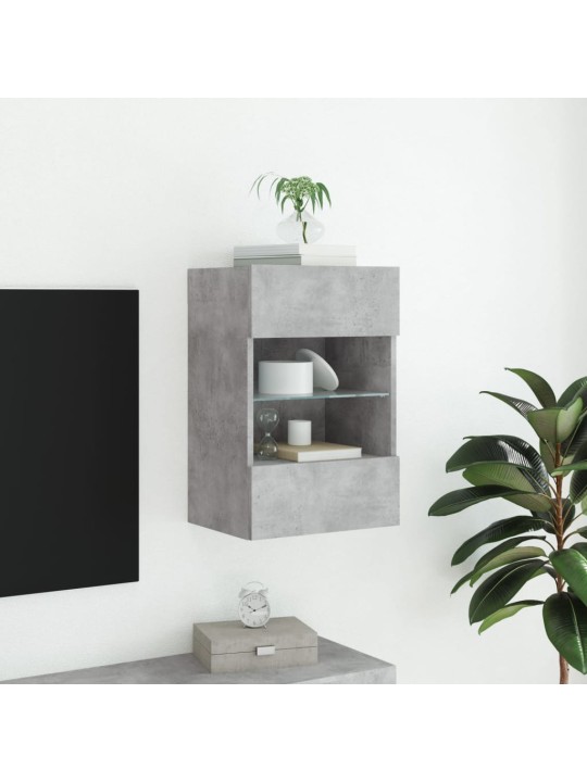 TV-seinäkaappi LED-valoilla betoninharmaa 40x30x60,5 cm