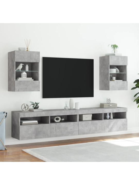 TV-seinäkaappi LED-valoilla betoninharmaa 40x30x60,5 cm