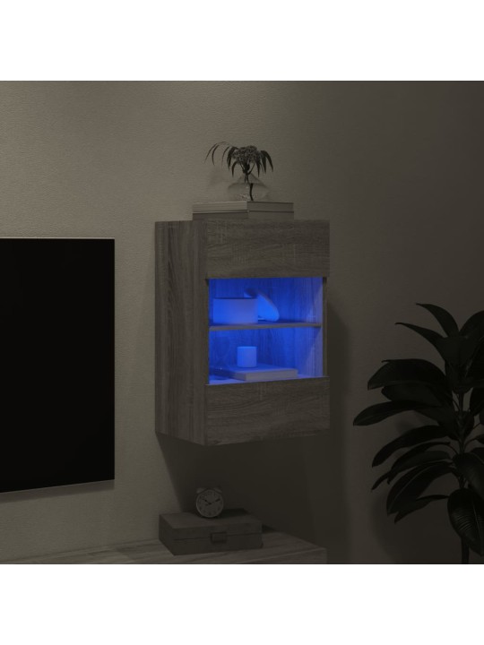 TV-seinäkaappi LED-valoilla harmaa Sonoma 40x30x60,5 cm