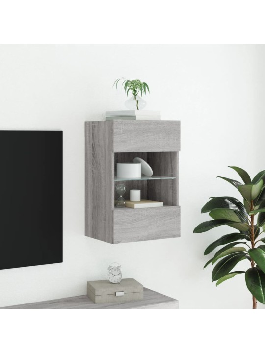 TV-seinäkaappi LED-valoilla harmaa Sonoma 40x30x60,5 cm