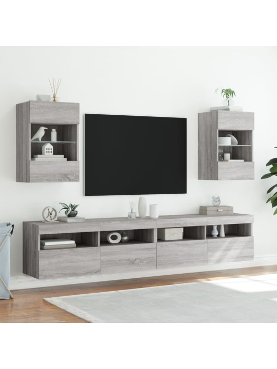 TV-seinäkaappi LED-valoilla harmaa Sonoma 40x30x60,5 cm