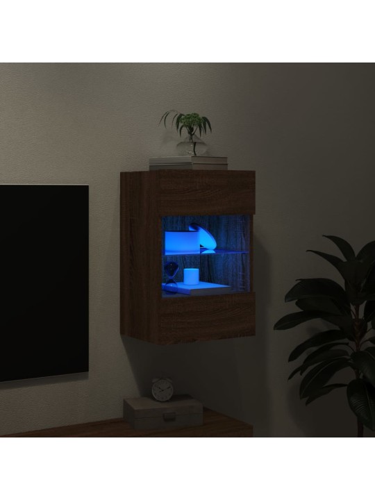 TV-seinäkaappi LED-valoilla ruskea tammi 40x30x60,5 cm