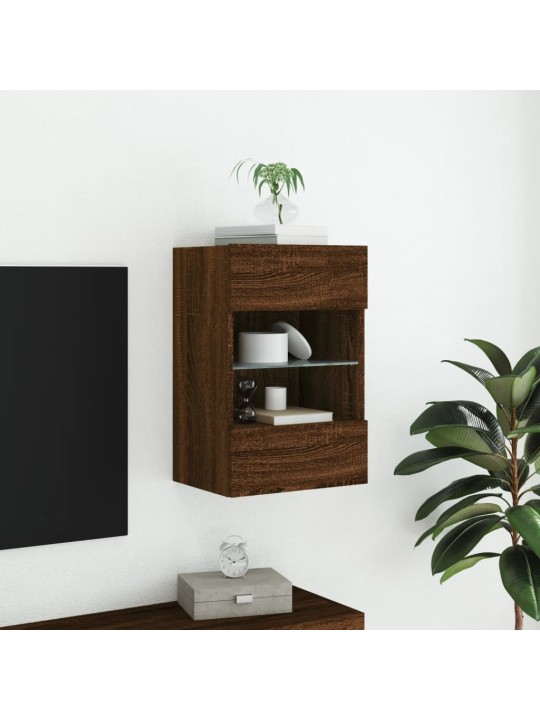 TV-seinäkaappi LED-valoilla ruskea tammi 40x30x60,5 cm