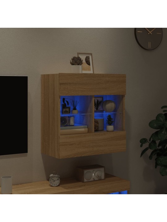 TV-seinäkaappi LED-valoilla Sonoma-tammi 58,5x30x60,5 cm