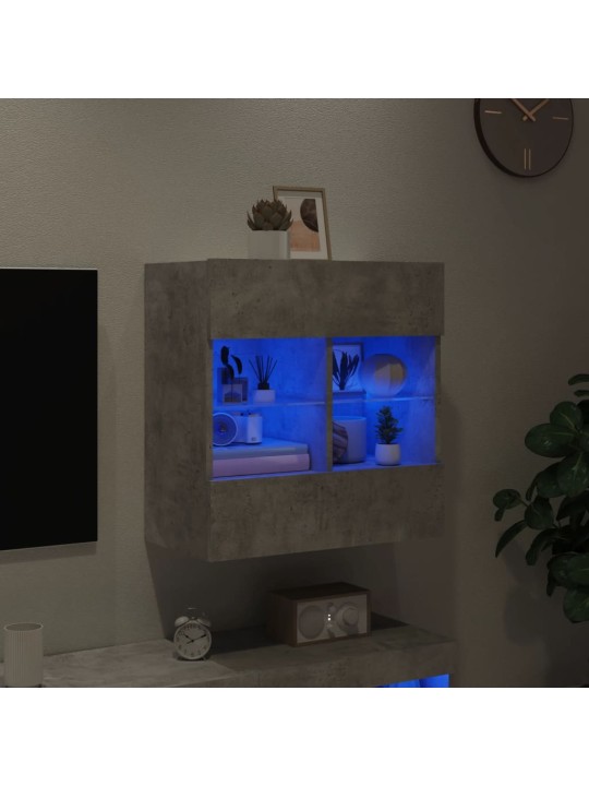 TV-seinäkaappi LED-valoilla betoninharmaa 58,5x30x60,5 cm