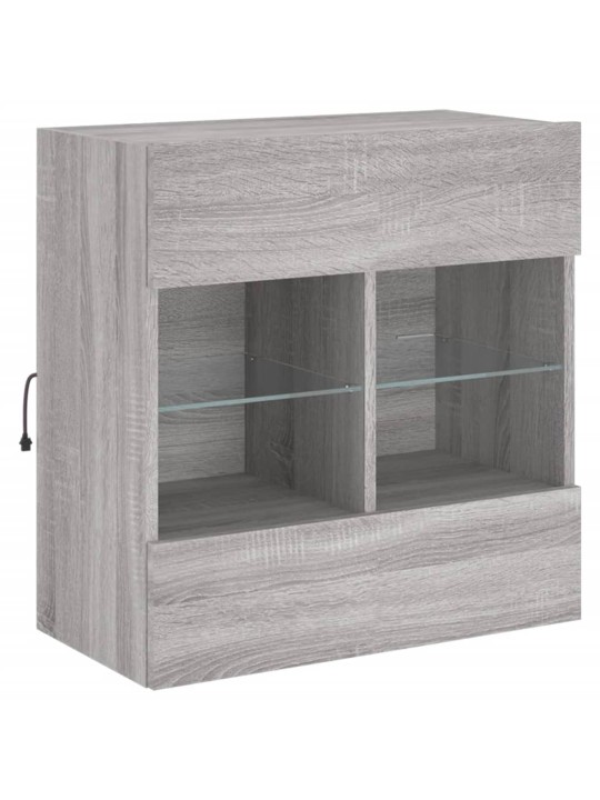 TV-seinäkaappi LED-valoilla harmaa Sonoma 58,5x30x60,5 cm