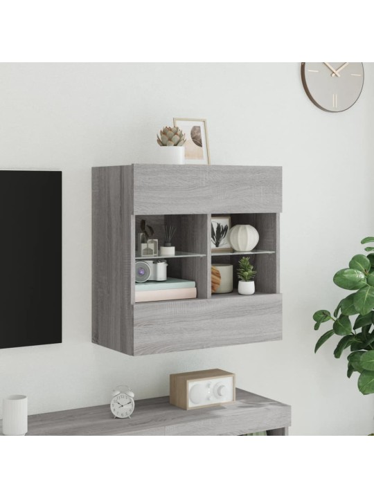 TV-seinäkaappi LED-valoilla harmaa Sonoma 58,5x30x60,5 cm