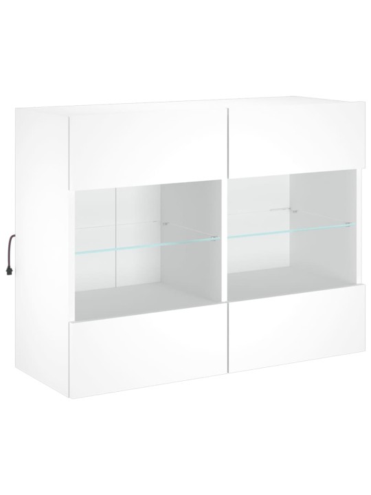 TV-seinäkaappi LED-valoilla valkoinen 78,5x30x60,5 cm