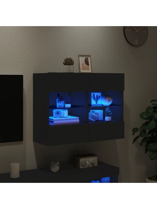 TV-seinäkaappi LED-valoilla musta 78,5x30x60,5 cm