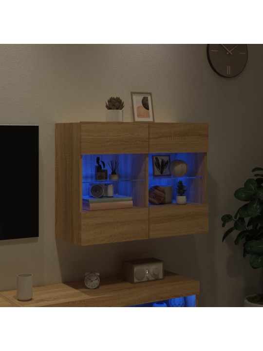 TV-seinäkaappi LED-valoilla Sonoma-tammi 78,5x30x60,5 cm