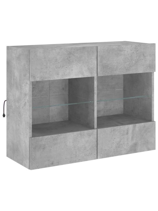 TV-seinäkaappi LED-valoilla betoninharmaa 78,5x30x60,5 cm