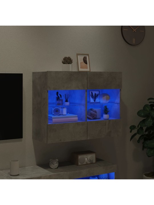 TV-seinäkaappi LED-valoilla betoninharmaa 78,5x30x60,5 cm