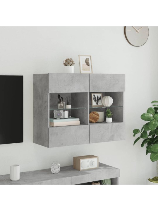 TV-seinäkaappi LED-valoilla betoninharmaa 78,5x30x60,5 cm