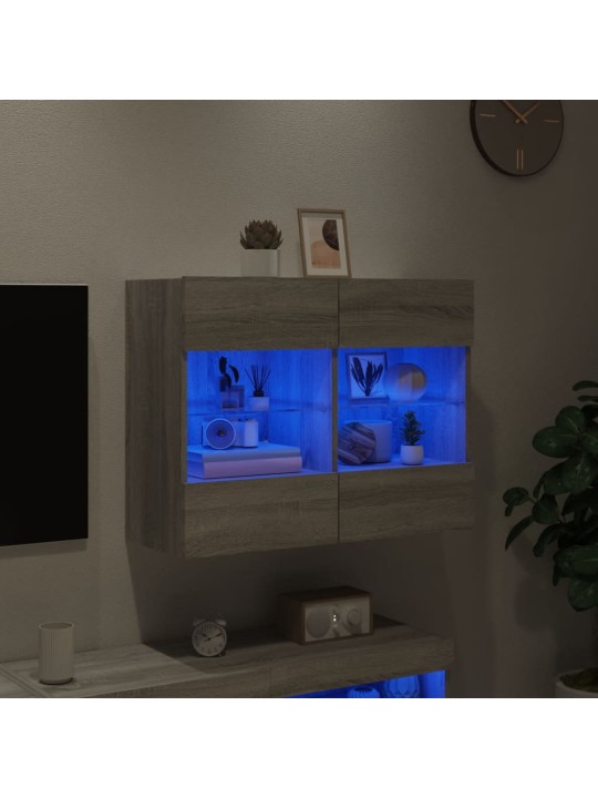 TV-seinäkaappi LED-valoilla harmaa Sonoma 78,5x30x60,5 cm