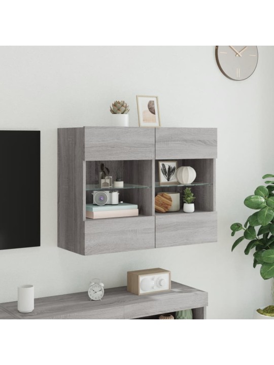 TV-seinäkaappi LED-valoilla harmaa Sonoma 78,5x30x60,5 cm