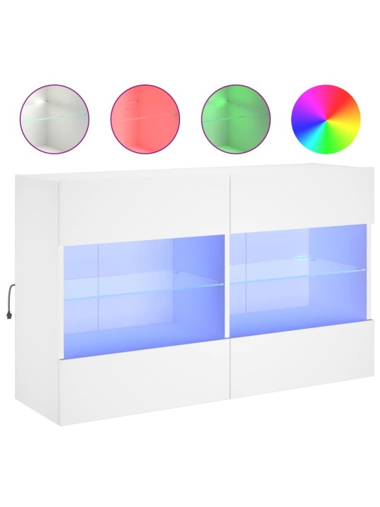 TV-seinäkaappi LED-valoilla valkoinen 98,5x30x60,5 cm