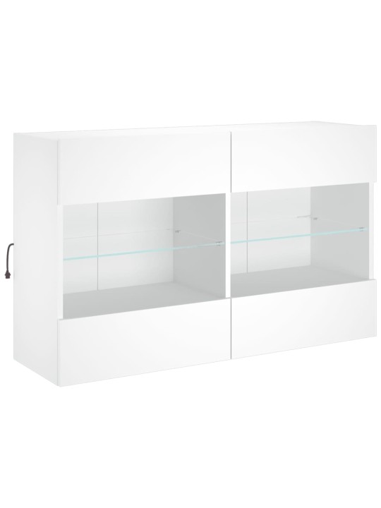 TV-seinäkaappi LED-valoilla valkoinen 98,5x30x60,5 cm