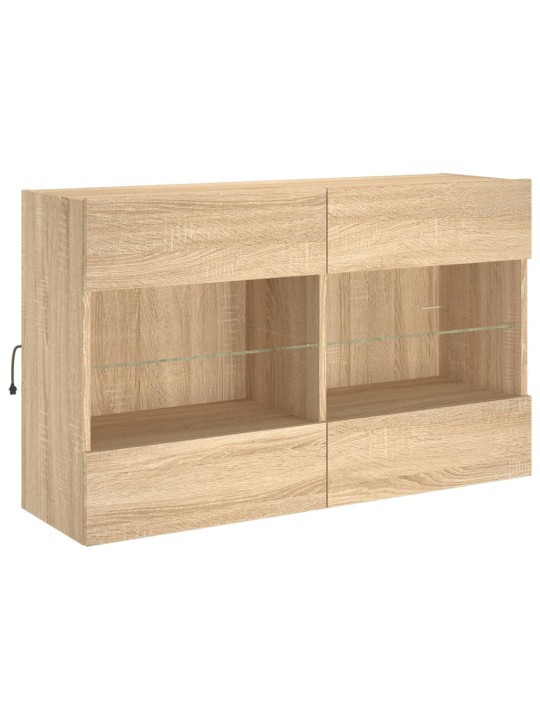 TV-seinäkaappi LED-valoilla Sonoma-tammi 98,5x30x60,5 cm