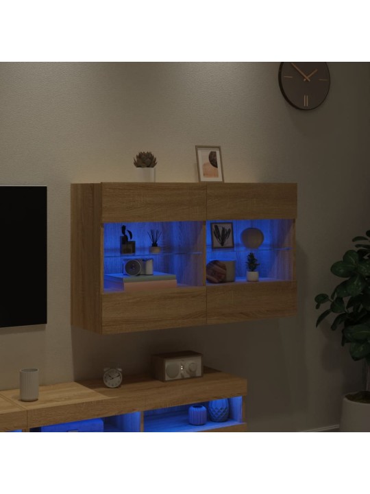 TV-seinäkaappi LED-valoilla Sonoma-tammi 98,5x30x60,5 cm