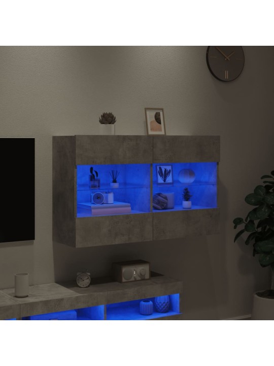 TV-seinäkaappi LED-valoilla betoninharmaa 98,5x30x60,5 cm