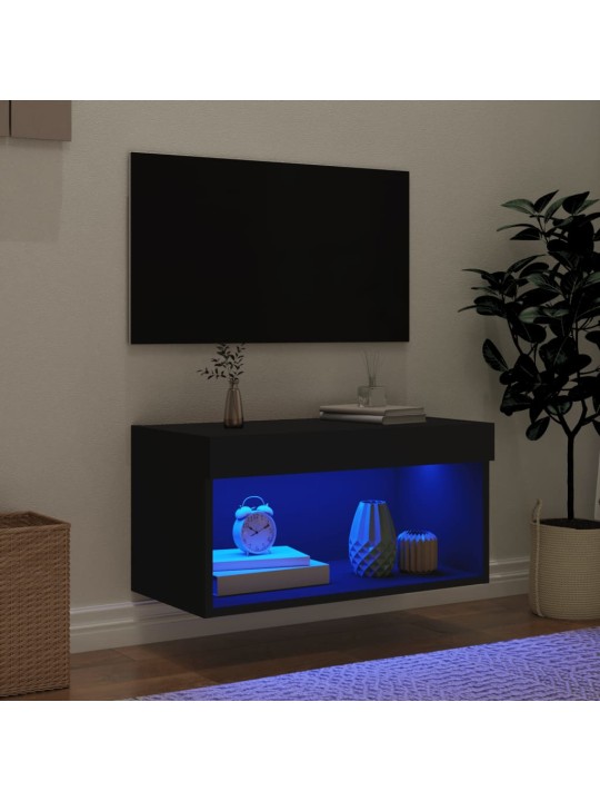 TV-taso LED-valoilla musta 60x30x30 cm