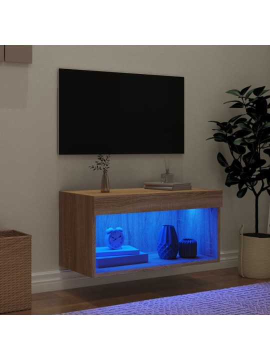 TV-taso LED-valoilla Sonoma-tammi 60x30x30 cm