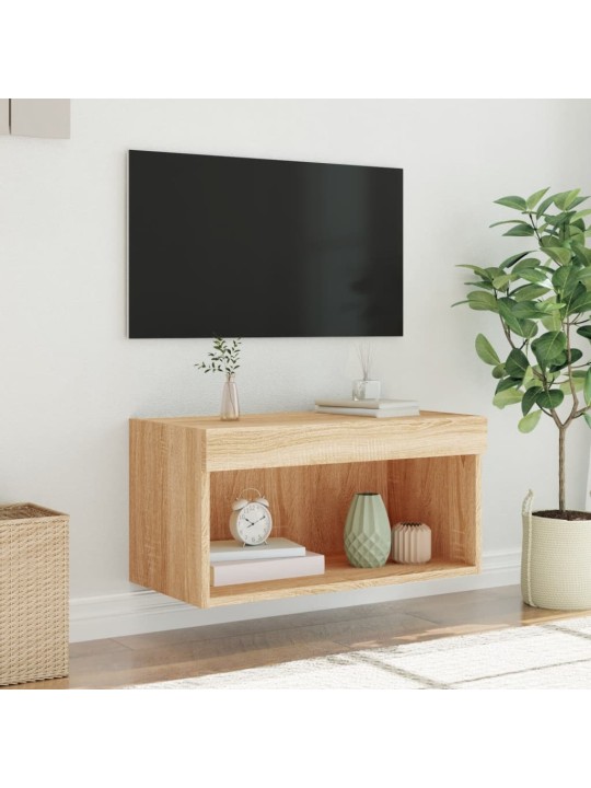 TV-taso LED-valoilla Sonoma-tammi 60x30x30 cm