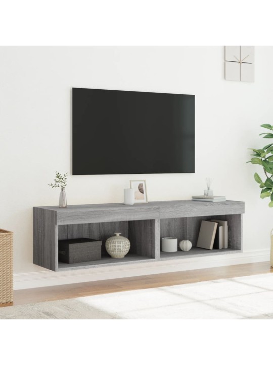 TV-kaapit LED-valoilla 2 kpl harmaa Sonoma 60x30x30 cm