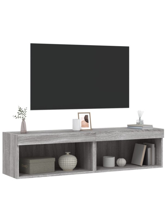 TV-kaapit LED-valoilla 2 kpl harmaa Sonoma 60x30x30 cm