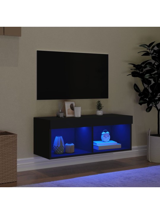 TV-taso LED-valoilla musta 80x30x30 cm